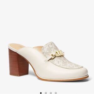Michael Kors Tiffanie Leather and Empire Monogram Heeled Mule size 9